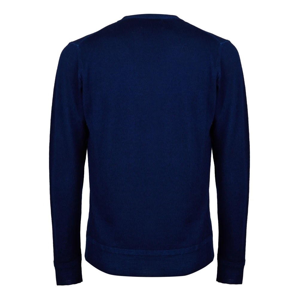 Gallo Blauwe Wol Crew-Neck Sweater Blue Heren