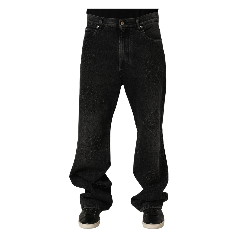 Dolce & Gabbana Dark Gray Cotton WideLeg Oversize Denim Jeans - IT48 | M - Image 2