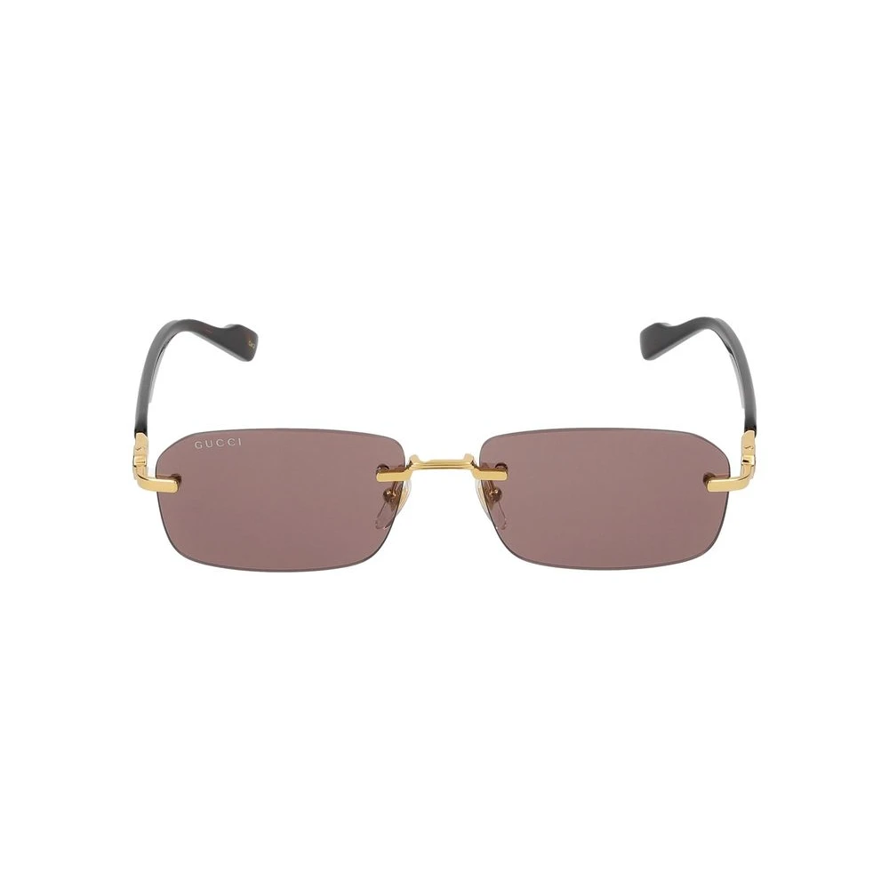 Gucci Men's Yellow Gold Havana Brown Sunglasses - Sunglasses - 56 Mm - Accessories