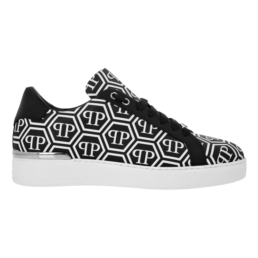Philipp Plein Nappa Leather Low Top Sneakers Big Monogram unisex Schoenen Zwart