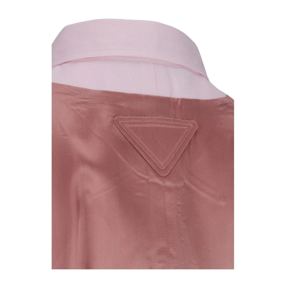 Prada Asymmetrische Zoom Katoenen Overhemd Klassieke Kraag Pink Dames