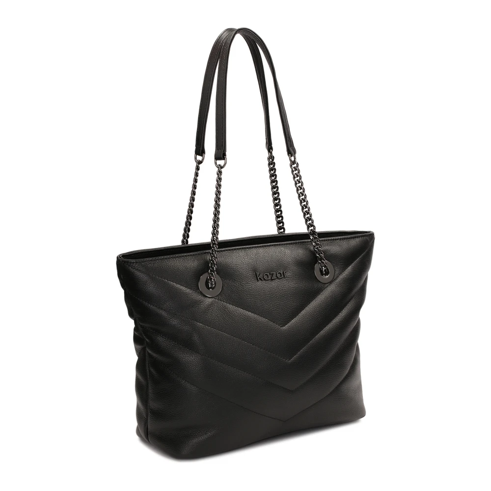 Kazar Ruime schoudertas met geweer metalen hardware Black Dames