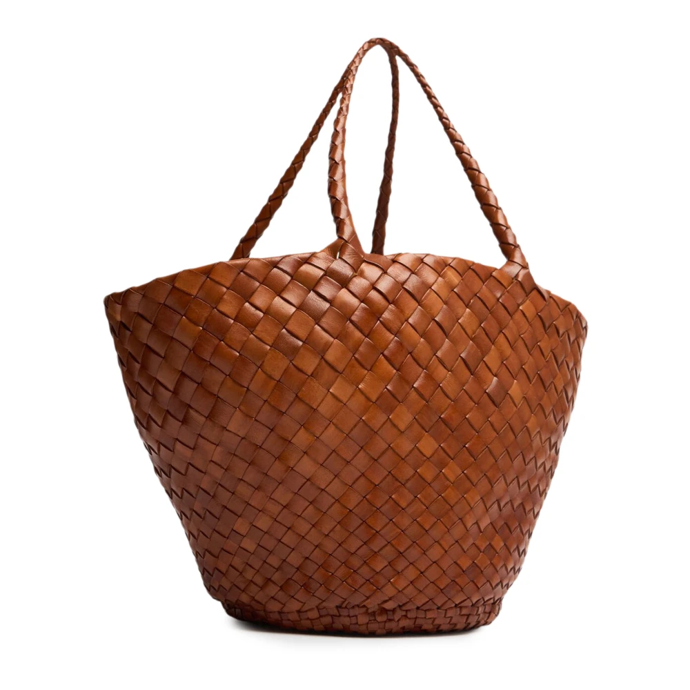 Dragon Diffusion Handgeweven Leren Winkelmand Lichtbruin Brown Dames