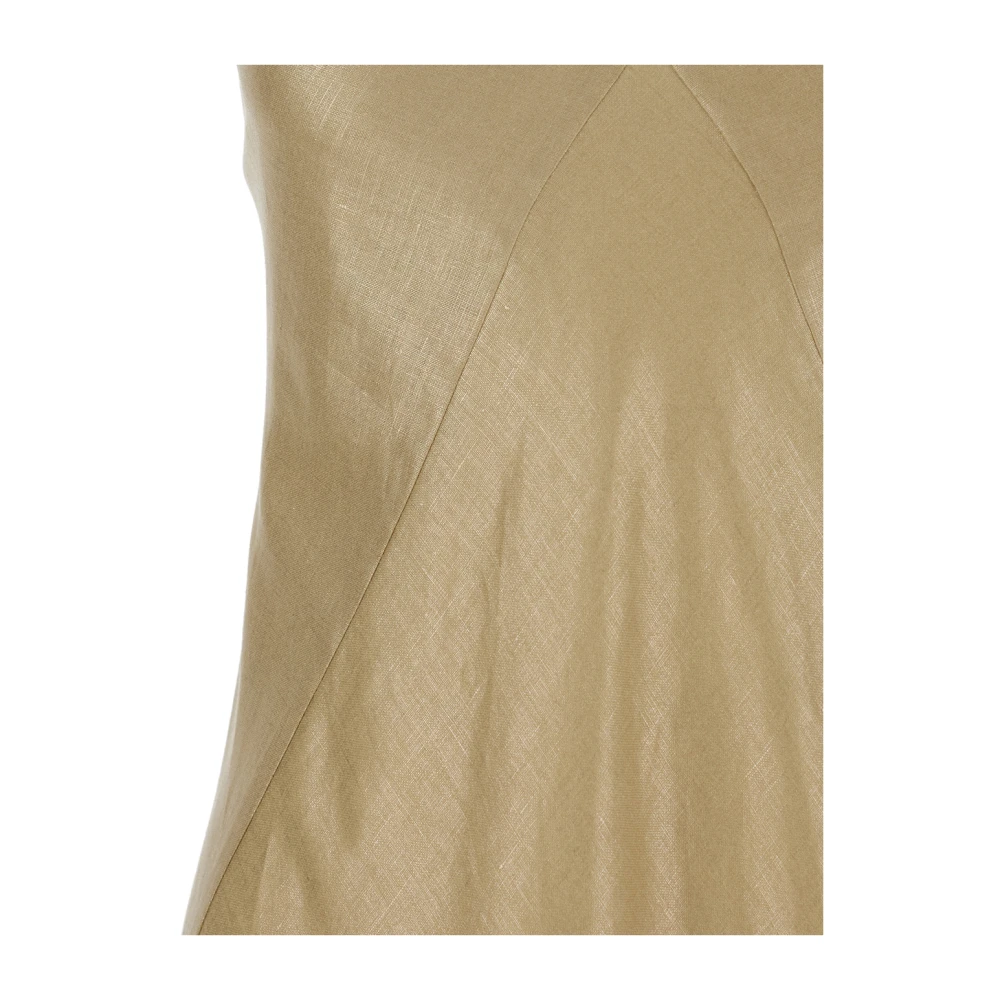 Eleventy Beige Lange Jurk Dunne Bandjes Beige Dames
