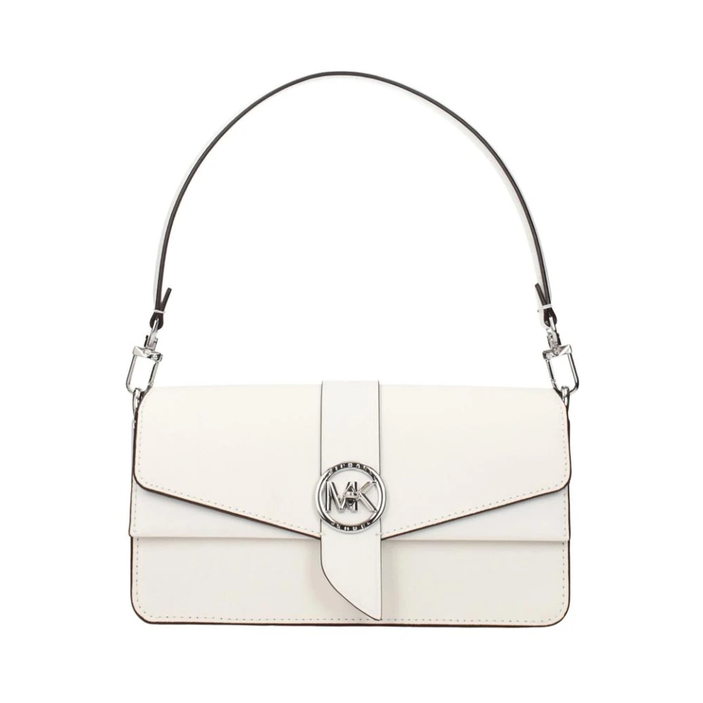 Michael Kors Women's White Leather Handbag With Turn-Lock Closure