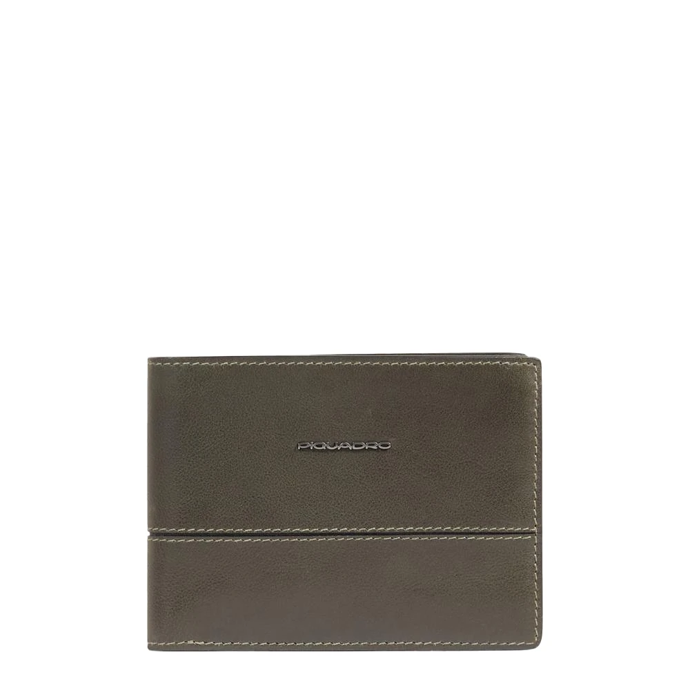 Piquadro Homme Vert Accessoires, Taille: One Size Portefeuille En Cuir Avec Porte-Monnaie Et Protection Rfid