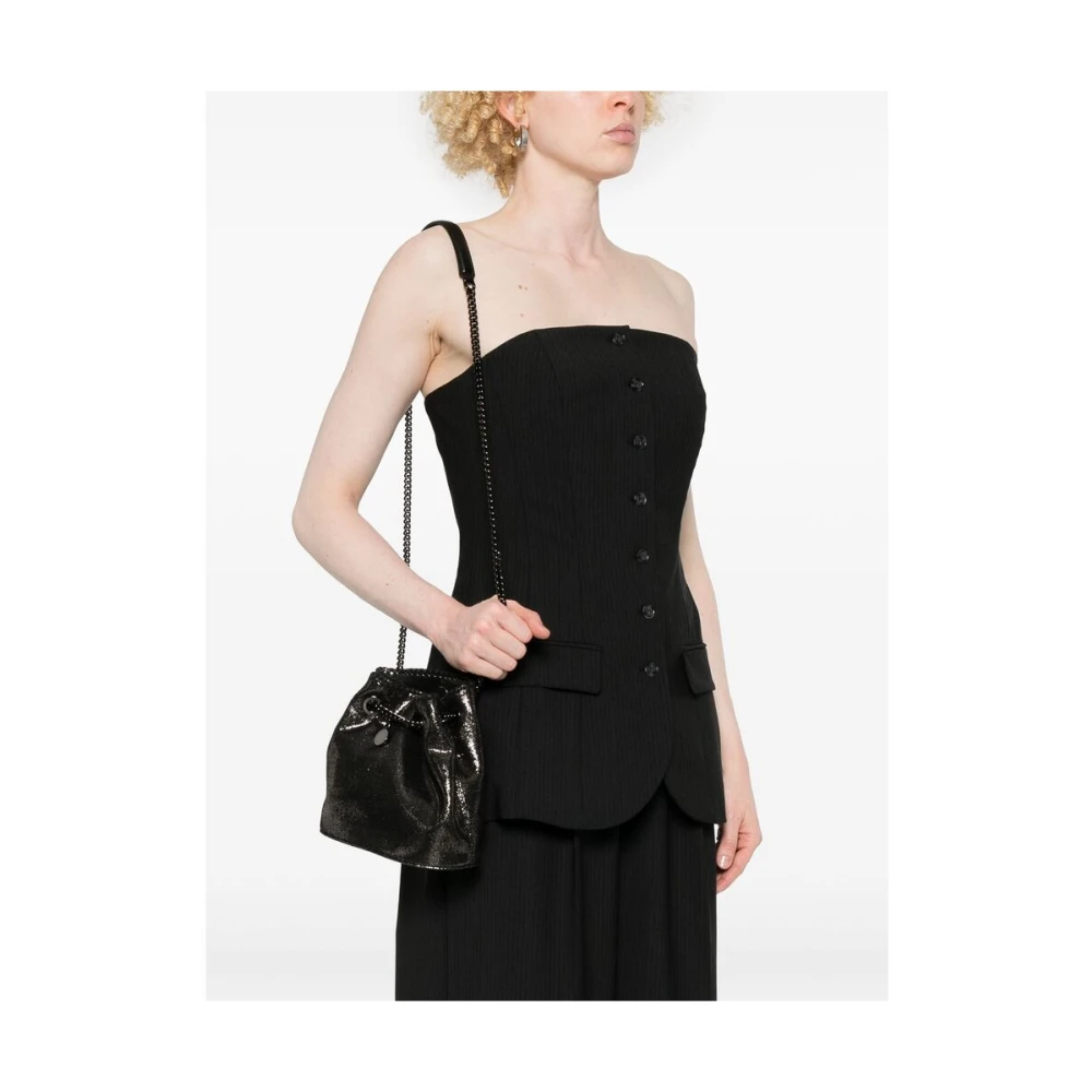 Stella Mccartney Zwarte Leren Schoudertas met Kettinglink Black Dames