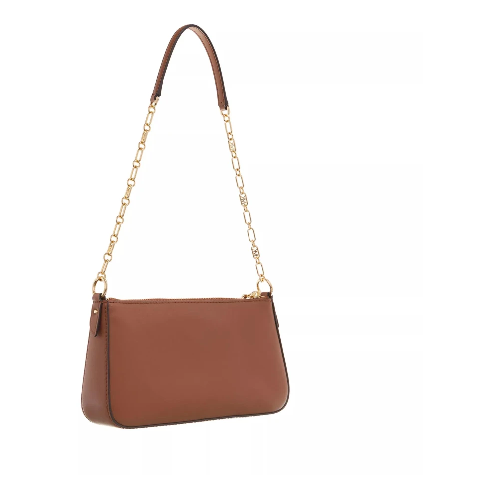 Michael Kors Bruine leren schoudertas met gouden details Brown Dames