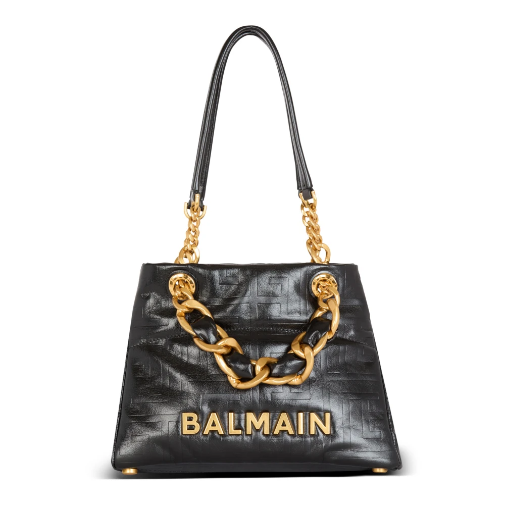 Balmain Kleine 1945 Zachte tote tas in gebarsten kalfsleer Black Dames