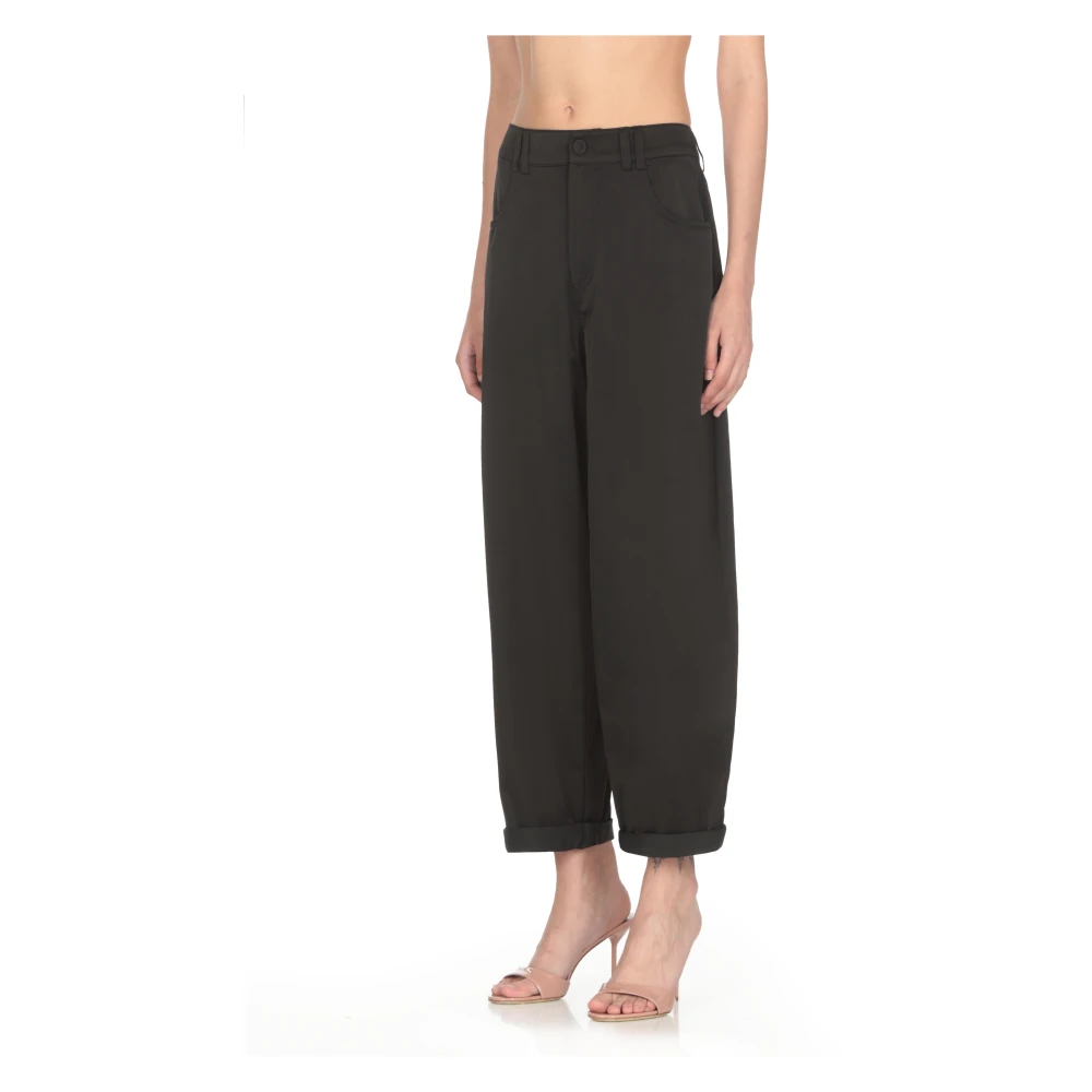 pinko Zwarte Viscose Broek met Riemlussen Black Dames