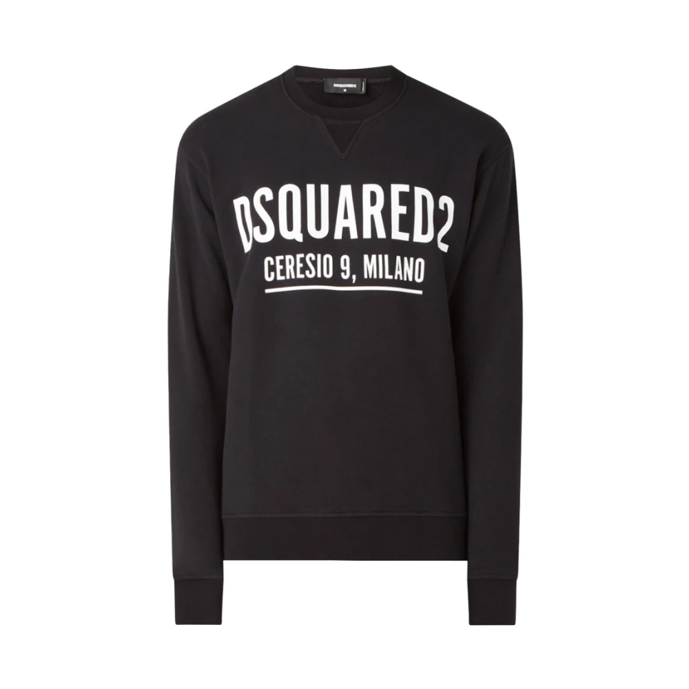 Dsquared2 Svart Tryckt Sweatshirt Italienskt Tillverkad Black, Herr