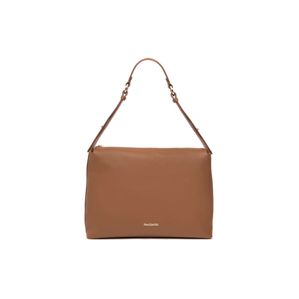 Nerogiardini Leren Hobo Tas met Logovoering Brown Dames