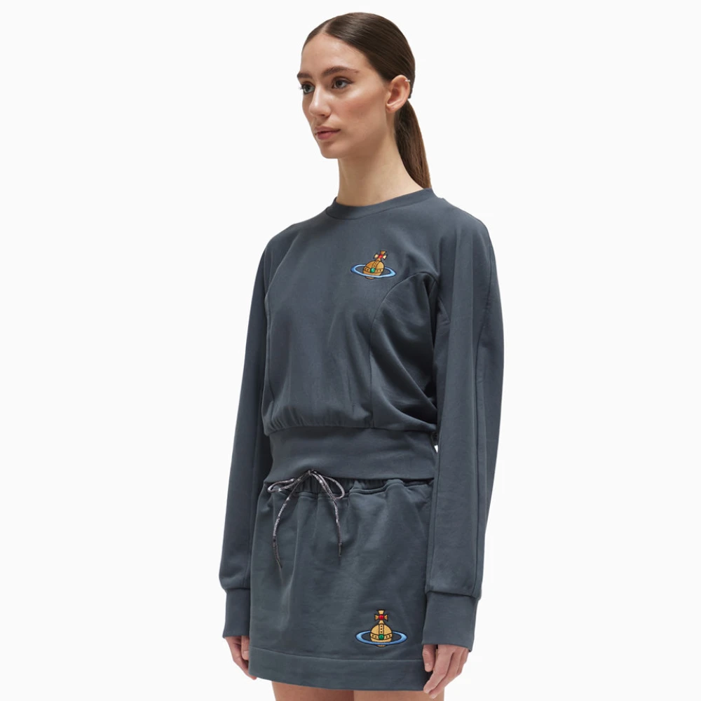 Vivienne Westwood Cropped Crew Neck Sweatshirt Gray Dames