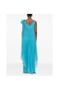 robe-bleue-drapee-sans-manches