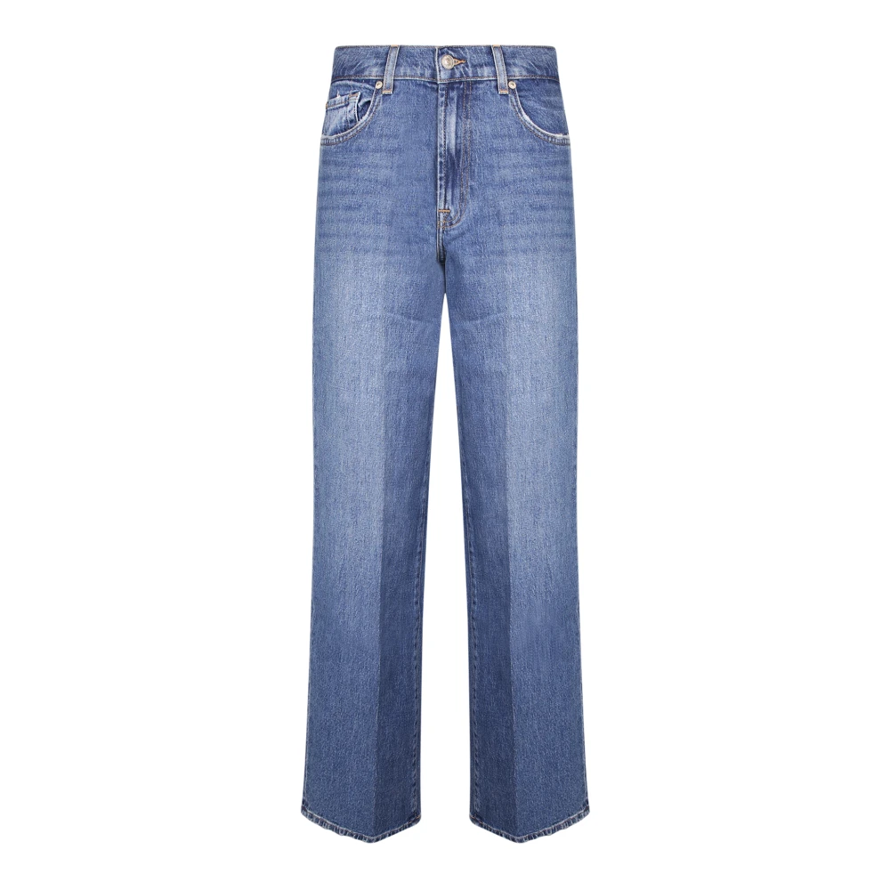 7 For All Mankind Blue Straight Fit Jeans, Female, W29, Straight Jeans