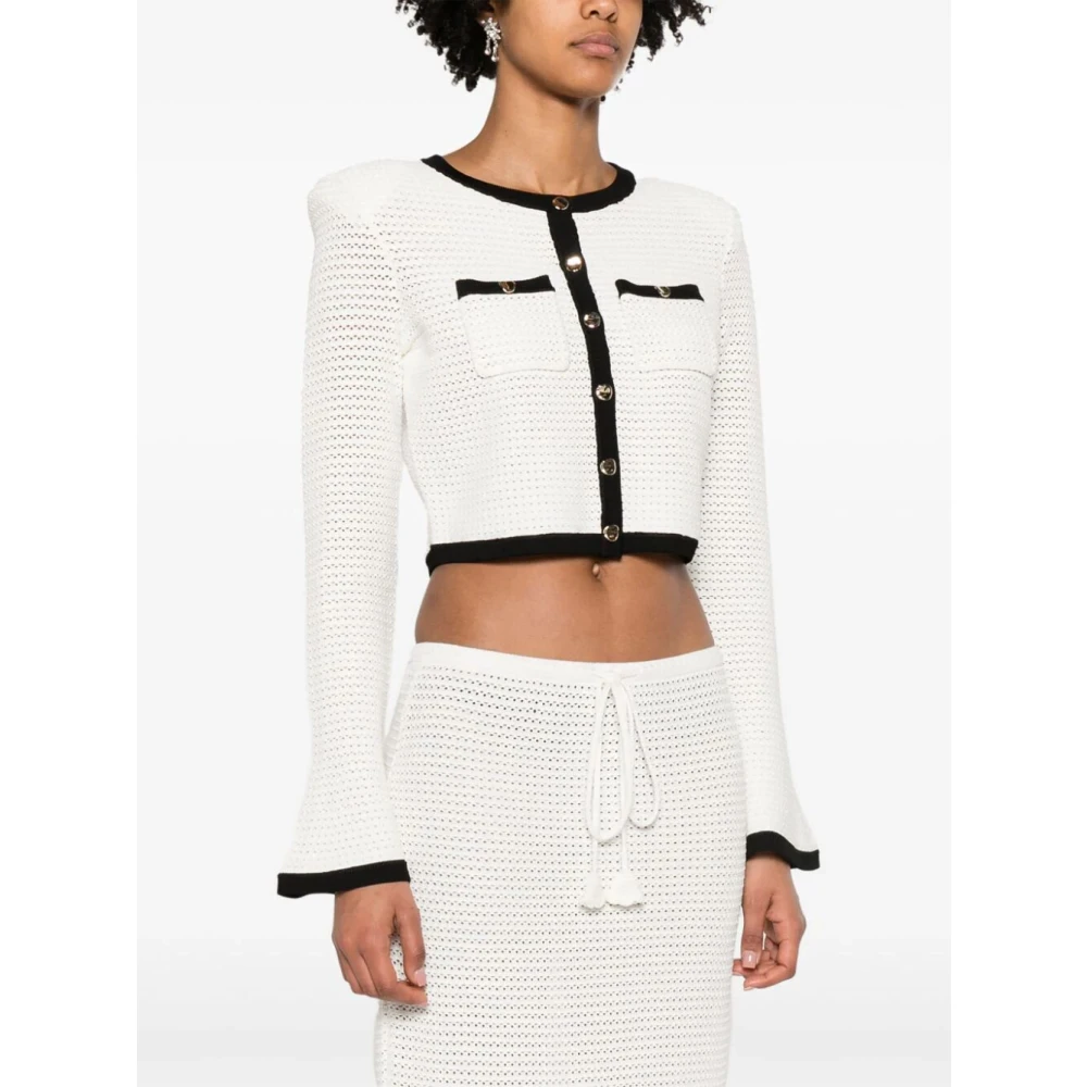 Self Portrait Witte Gehaakte Vest White Dames