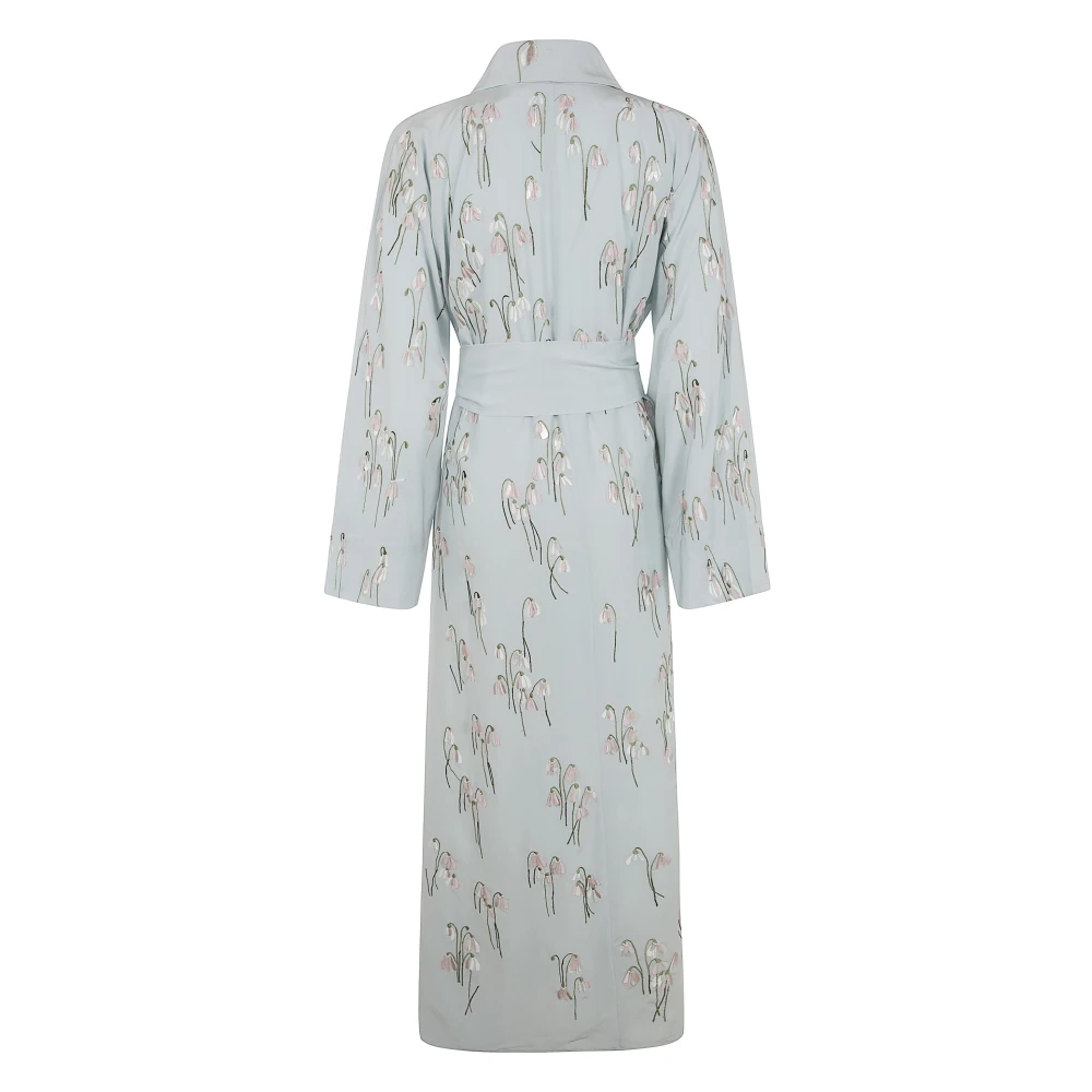Bernadette Geborduurde Bloemenjurk Blue Dames