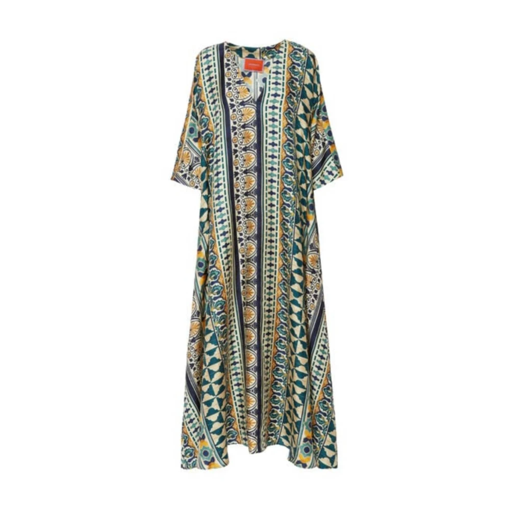 La DoubleJ Vintage Muumuu Jurk met Rijk Ornamentpatroon Multicolor Dames