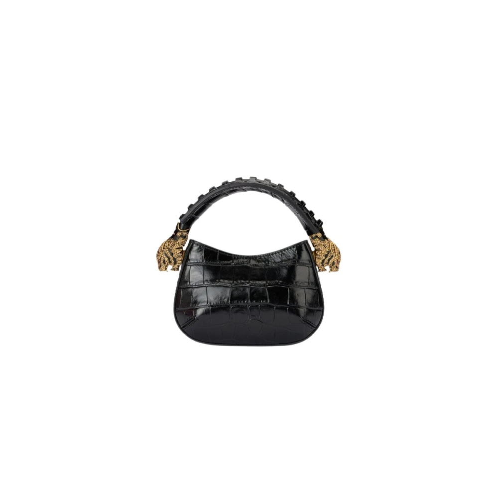 Roberto Cavalli Black Handbags, Female, One Size, Tiger Head Hobo Bag