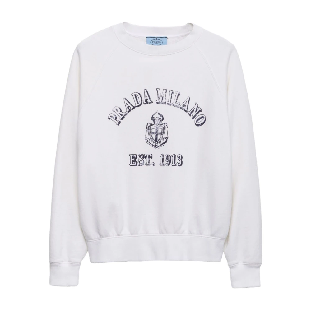 Prada Women's White Logo Print Sweater
