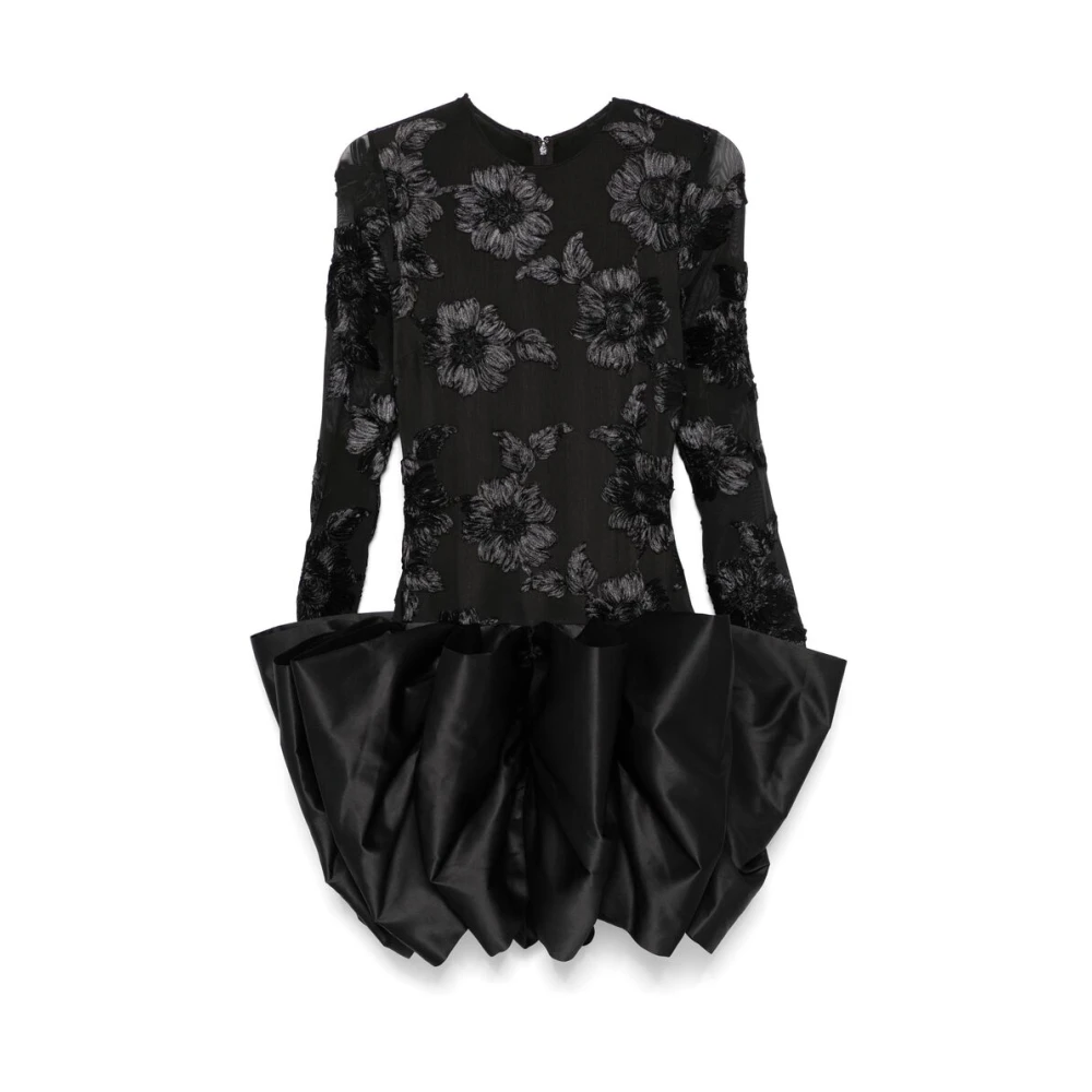 Rotate Birger Christensen Bloemen Mesh Geborduurde Jurk Black Dames