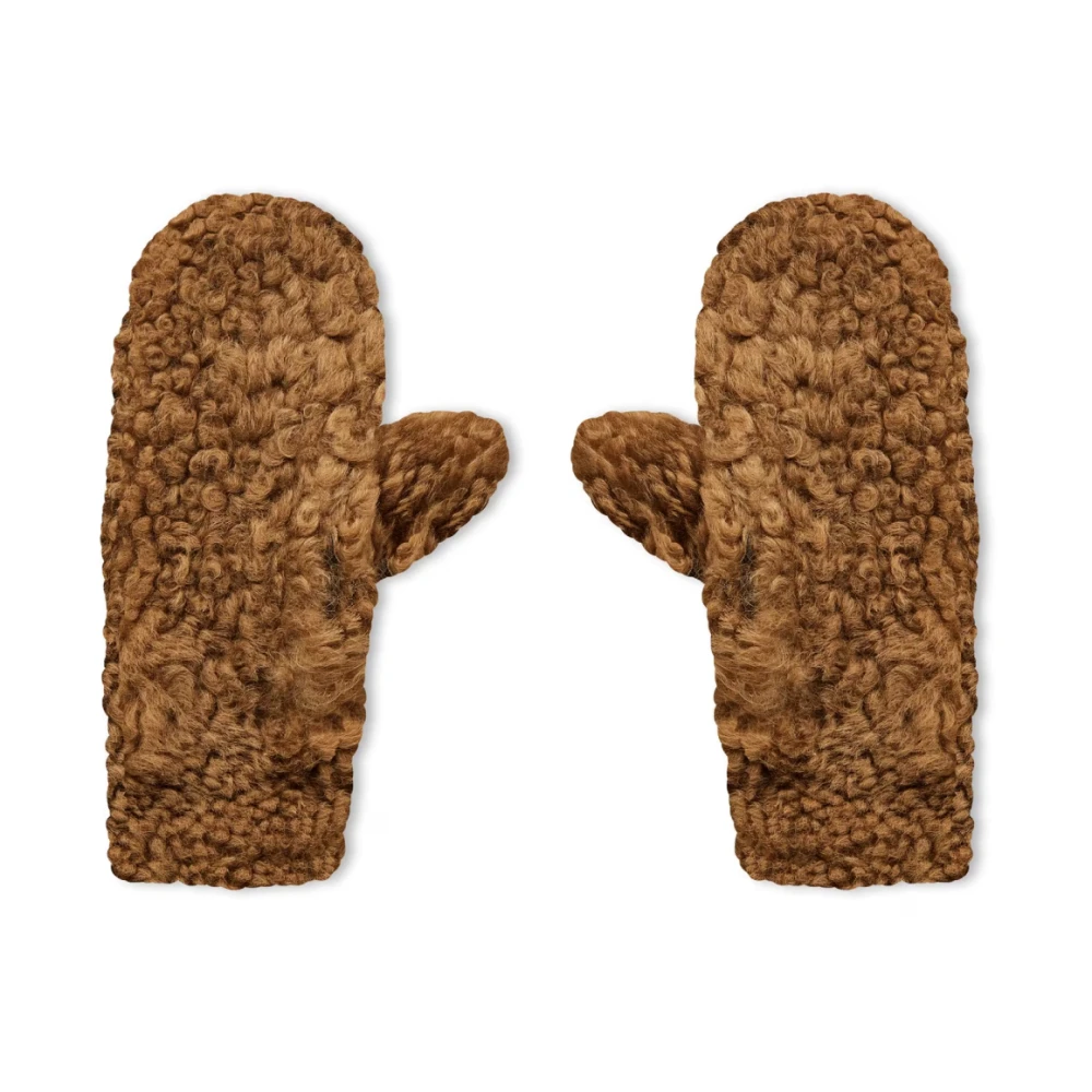 Bottega Veneta Shearling Leren Logo Handschoenen Camel Fondente Brown Heren