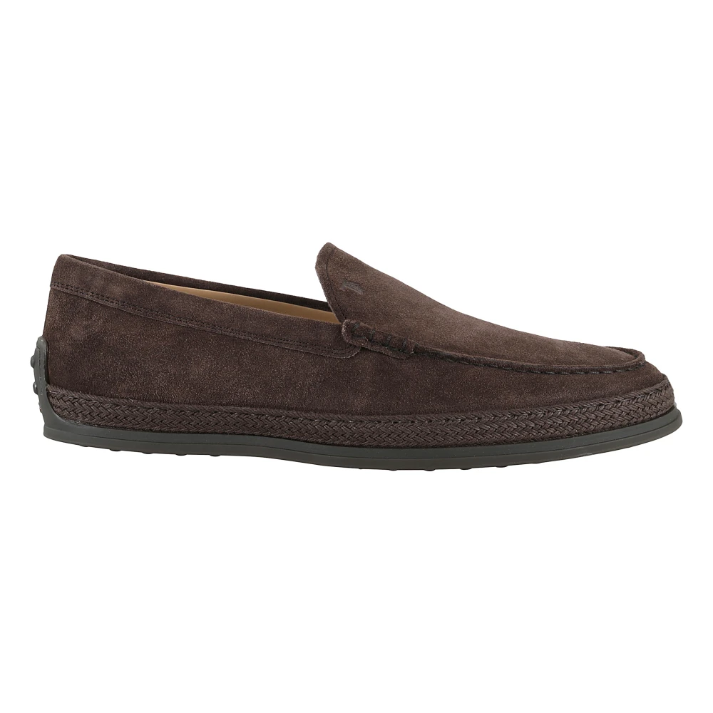 TOD'S Bruine Suède Slip-On Raffia Sneakers Brown Heren