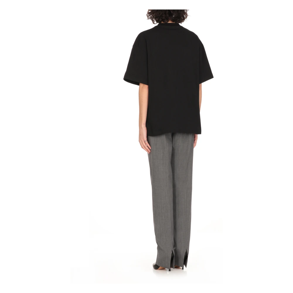 Jil Sander Zwarte Katoenen T-shirt Ronde Hals Korte Mouwen Black Dames