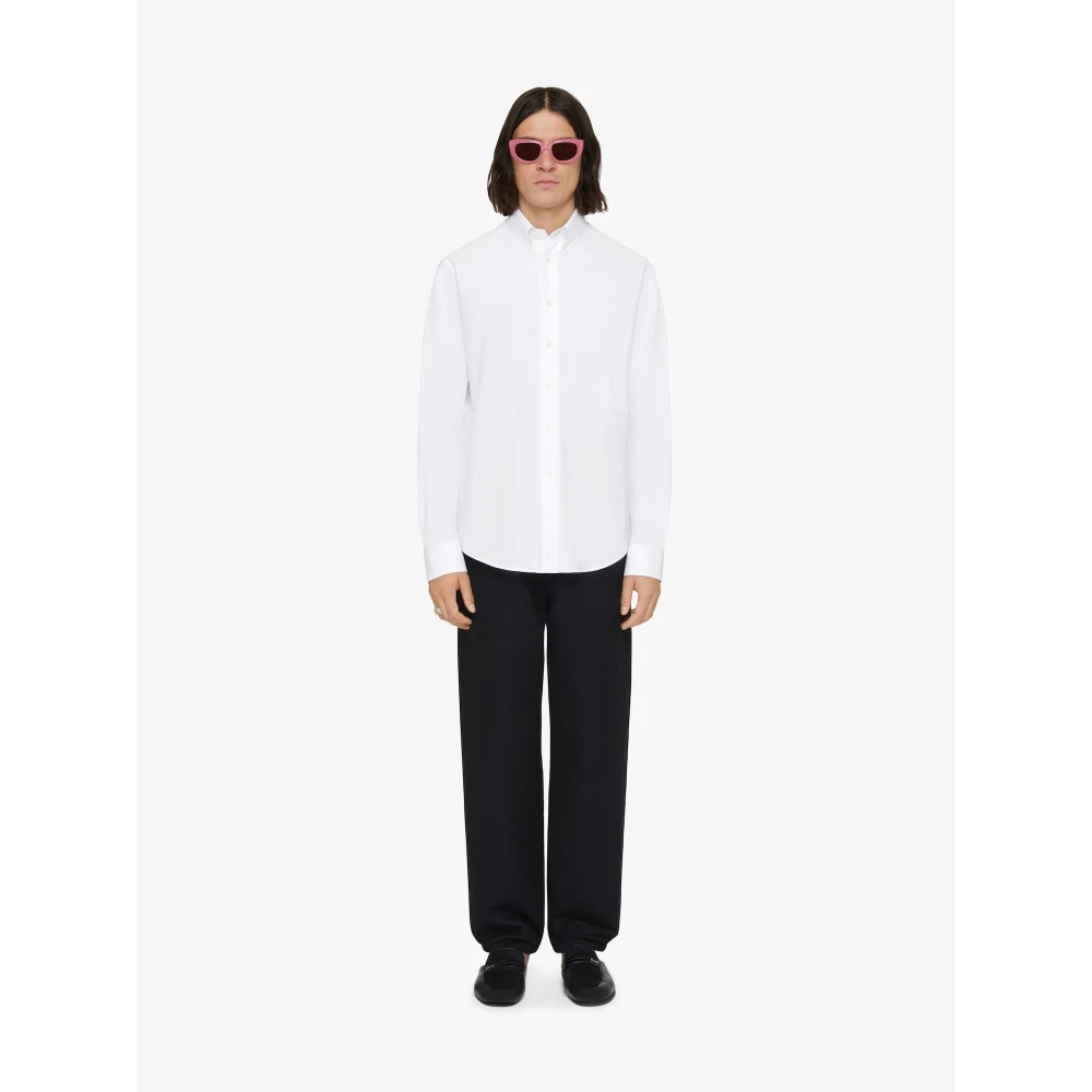 Givenchy Wit Katoenen Shirt met Lange Mouwen Monogram 72 White Heren
