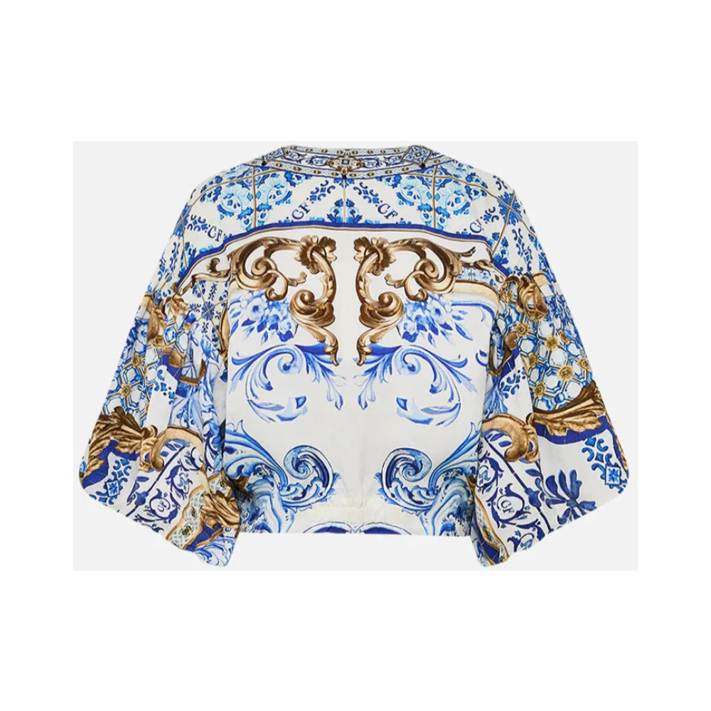 Camilla Blauw Avontuur Pofmouw Top Blue Dames