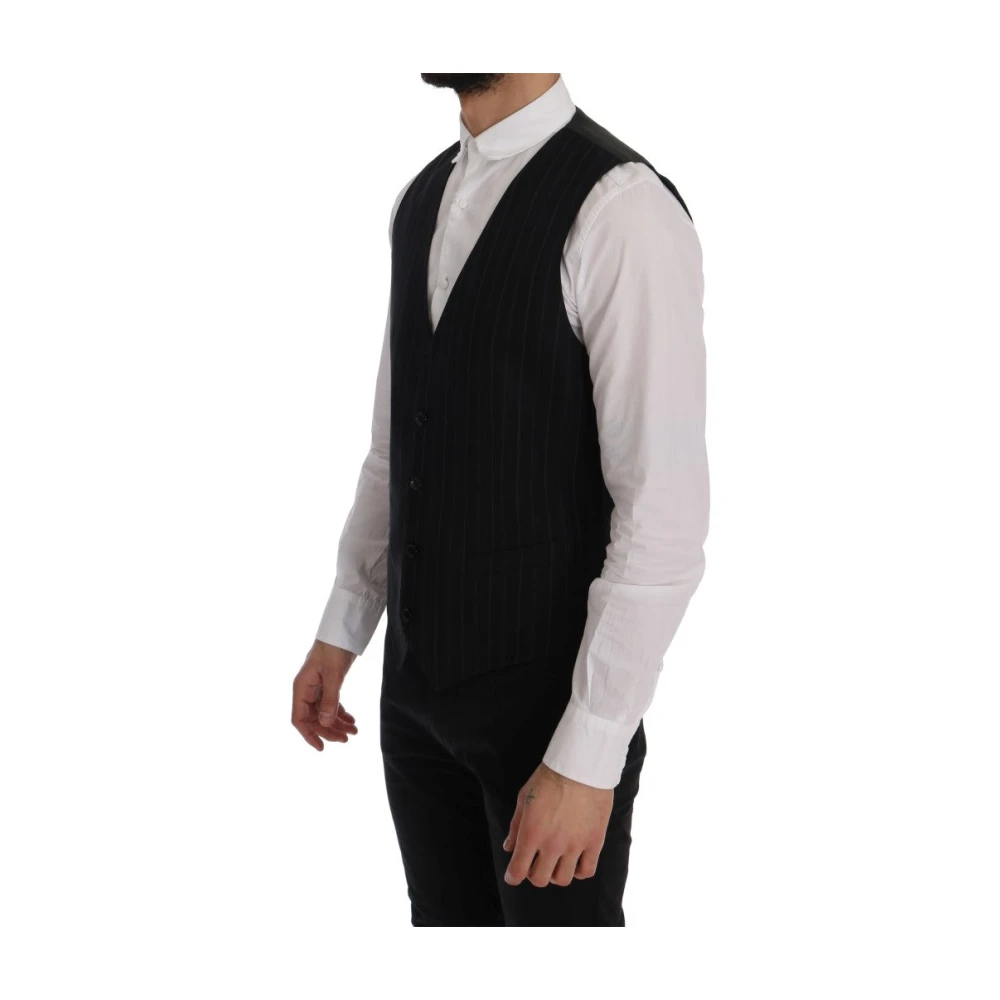 Dolce & Gabbana Elegante Gestreepte Vest Black Heren
