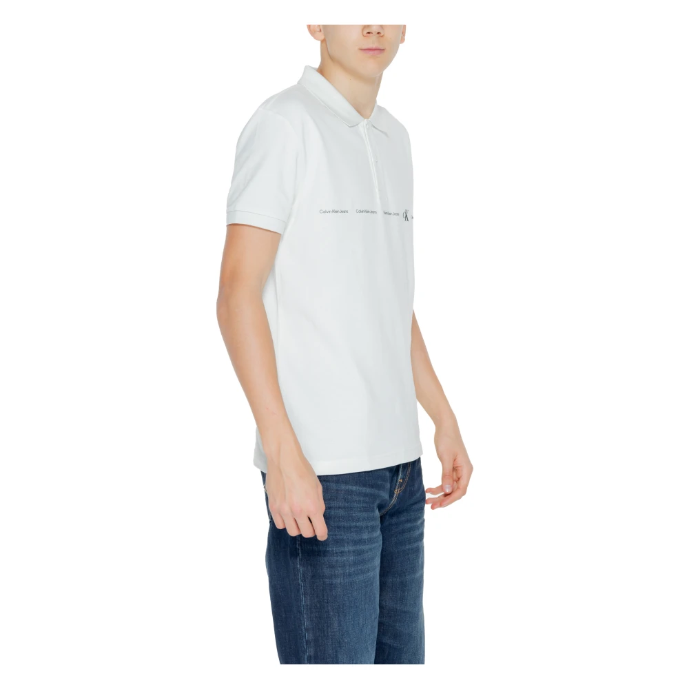 Calvin Klein Jeans Polo Shirt Korte Mouw Lente Zomer Collectie White Heren