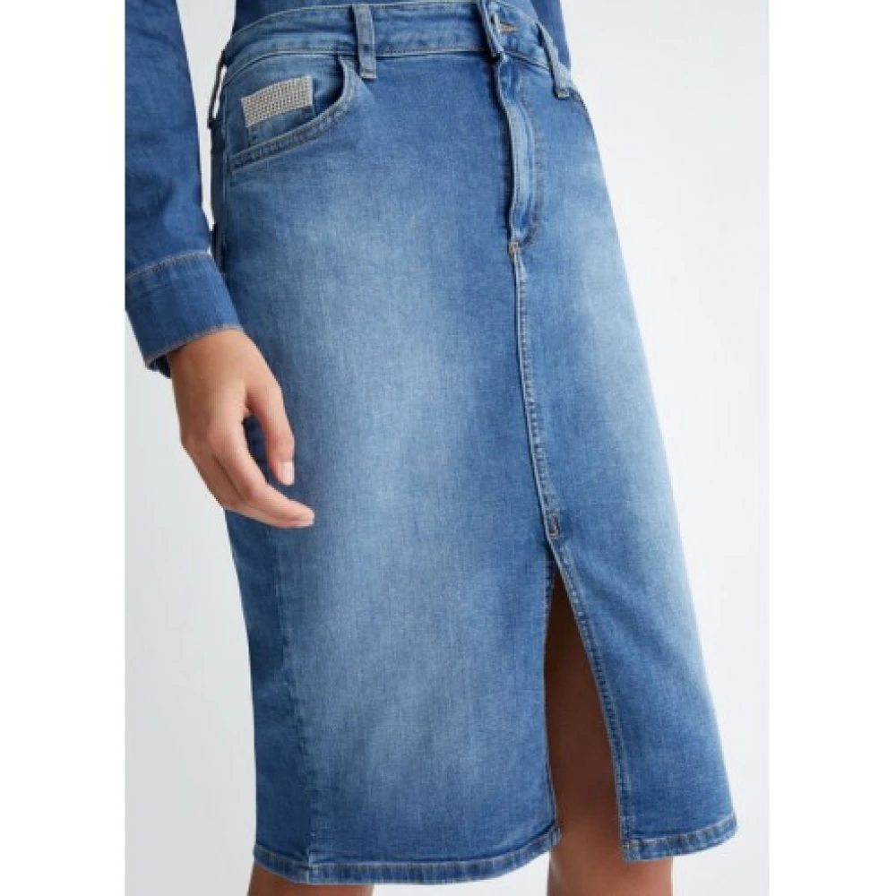 Liu Jo Denim Rok met Strass Details Blue Dames