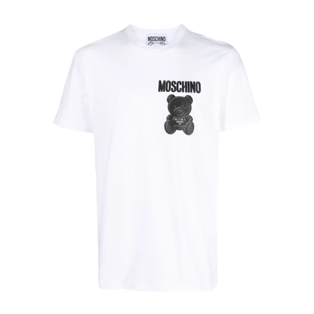 Moschino Logo-Print Organisch Katoenen T-Shirt White Heren
