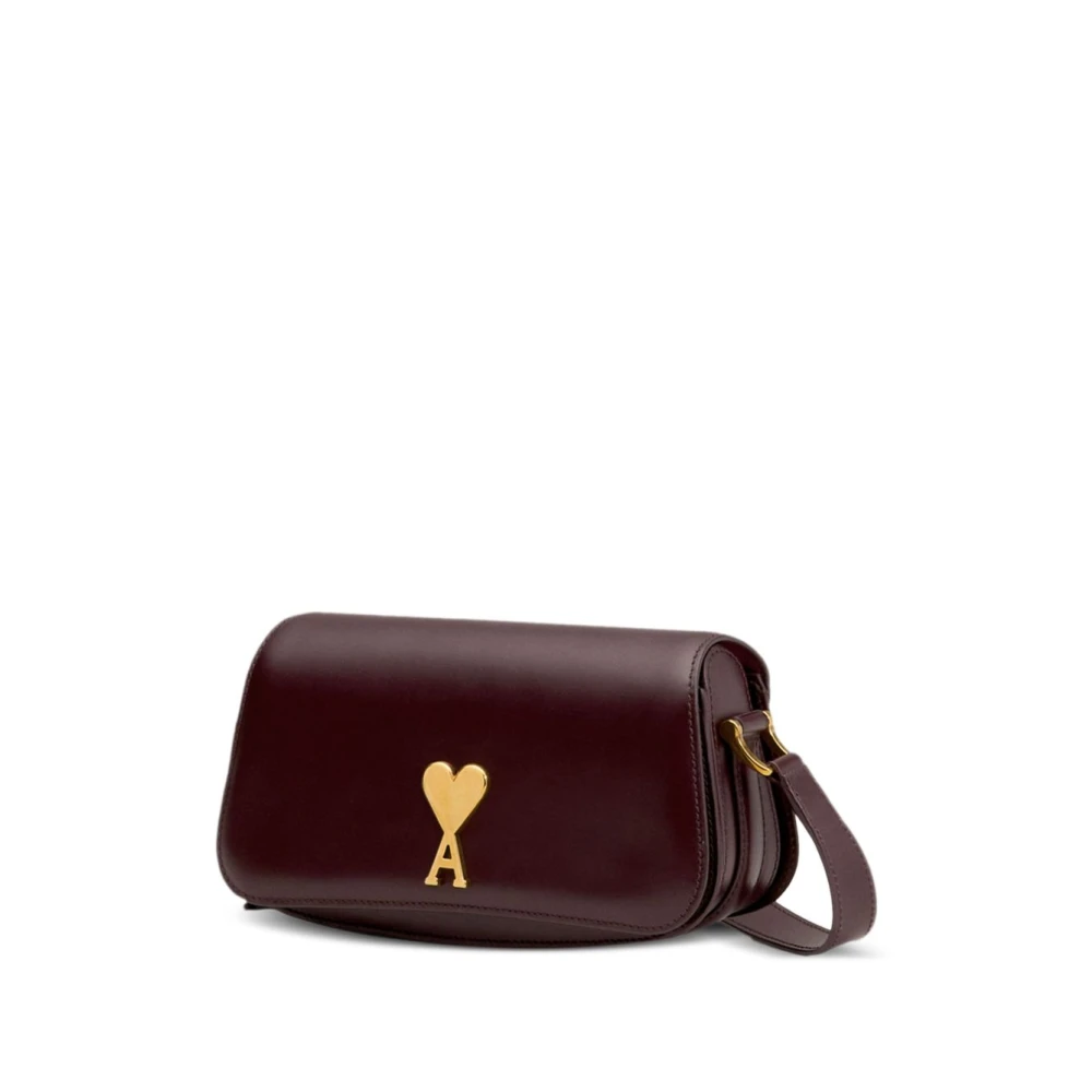 Ami Paris Bourgondisch Leren Schoudertas met Zak Purple Dames