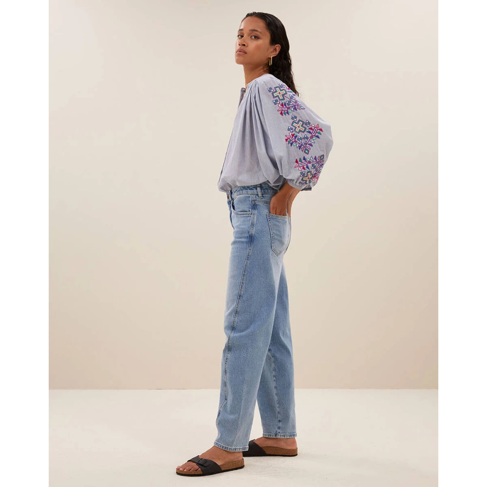 By-Bar Pinstripe Blouse Lange Mouw Becky Gray Dames
