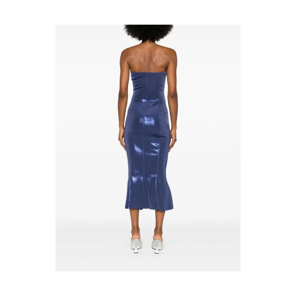 Norma Kamali Lamé Effect Korsetstijl Jurk Blue Dames