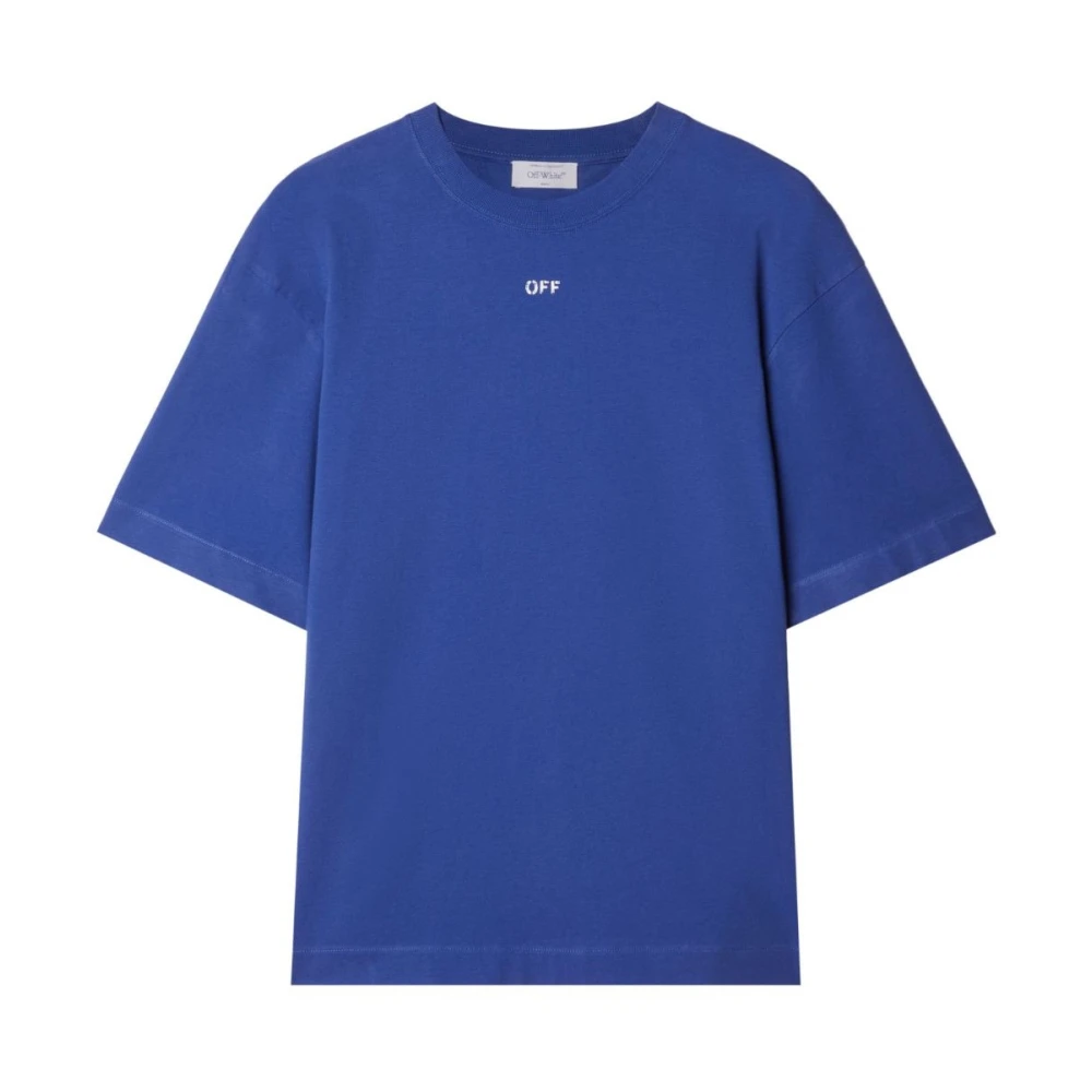 Off White Blauwe Logo Print T-shirt Blue Heren