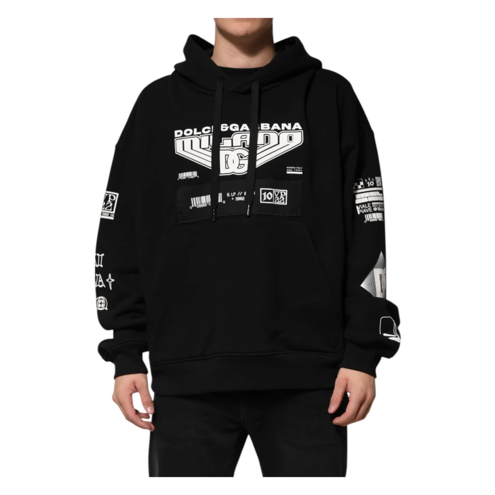 Dolce & Gabbana Men's Black Cotton Dg Milano Logo Hoodie