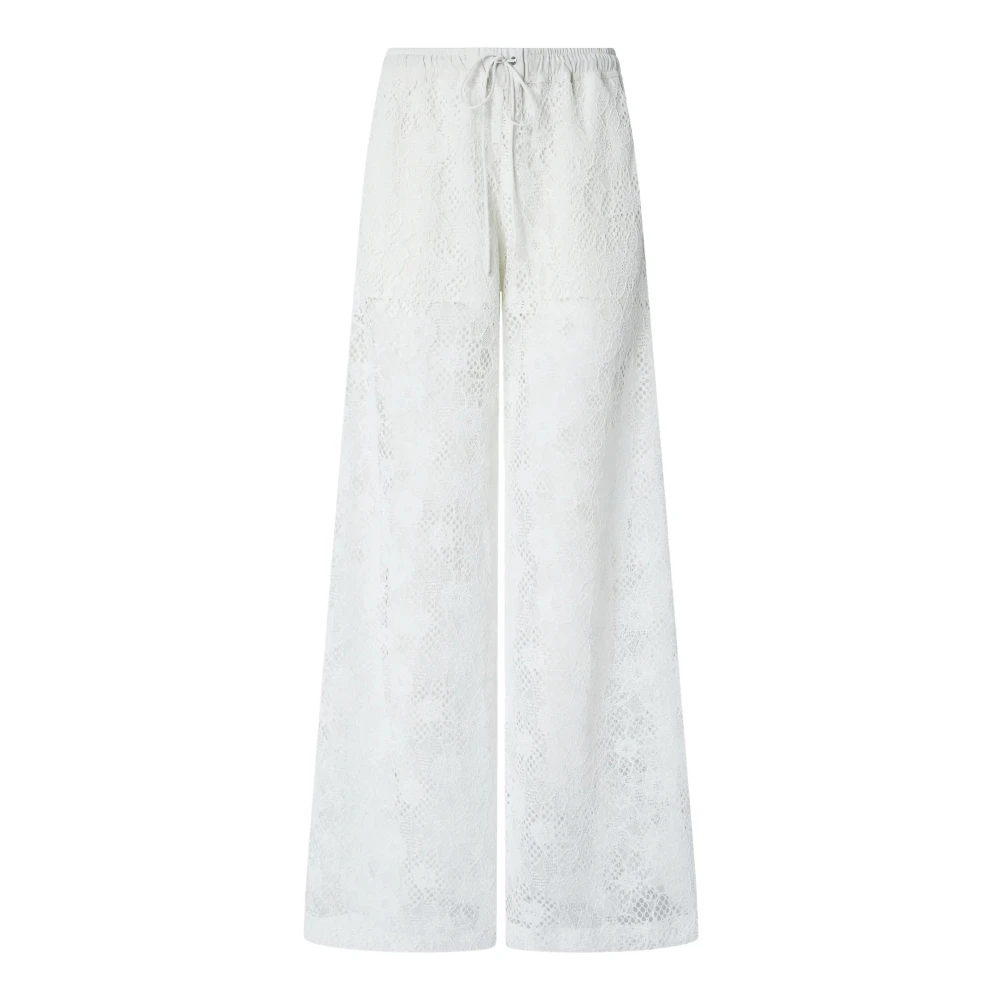 Pinko Women's White Wide Trousers, S, Laurie Lace Trousers