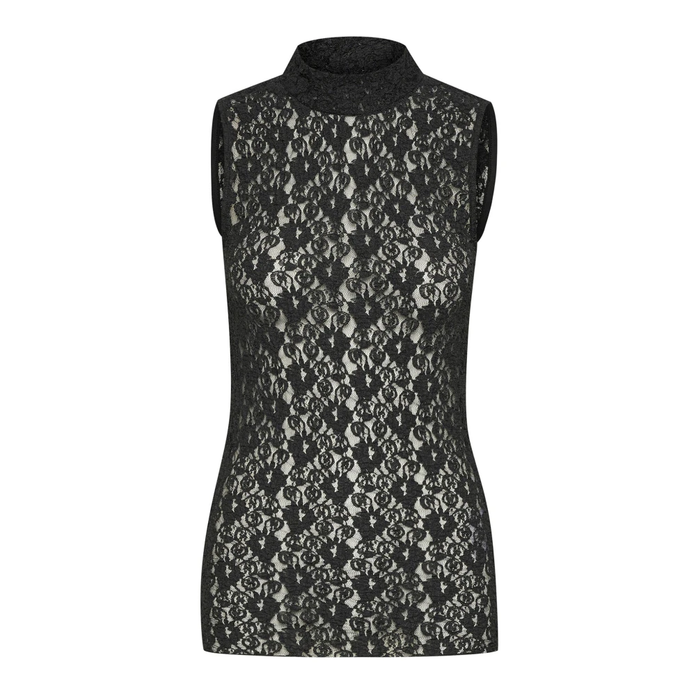 InWear Zwarte Coltrui Top met Kantdetail Black Dames
