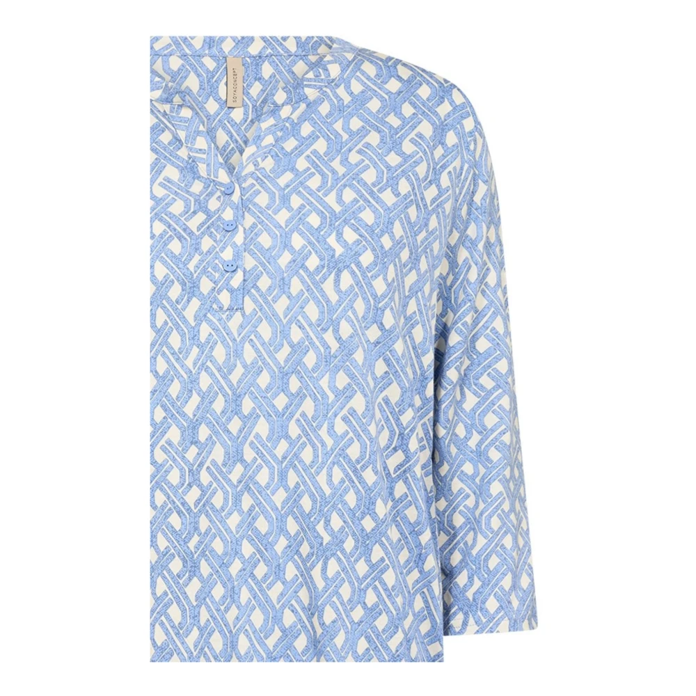 Soyaconcept Blauw Bloemig Shirt met V-Hals Blue Dames