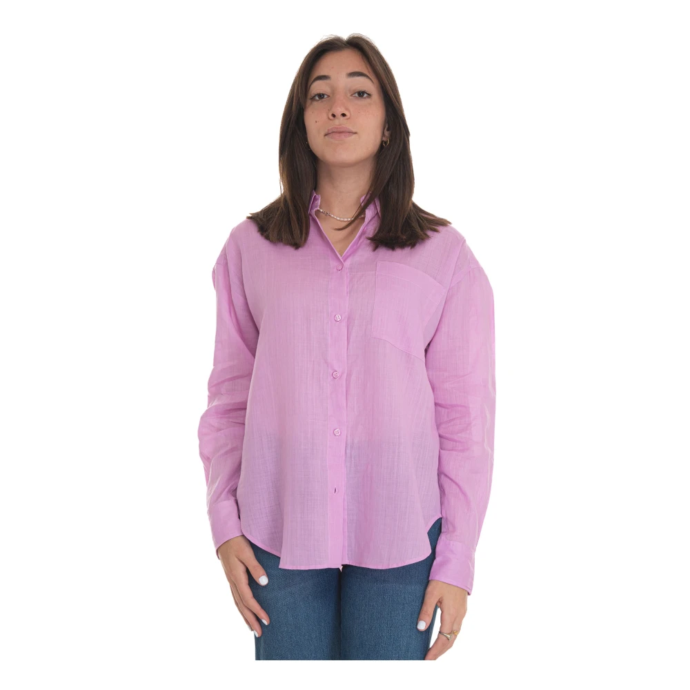 Boss Blouse met Oprolbare Mouwen Pink Dames