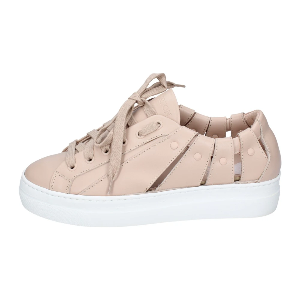 Stokton Pink Sneakers, Female, 4 Uk, Leather Women's Trainers Stylish Shoes