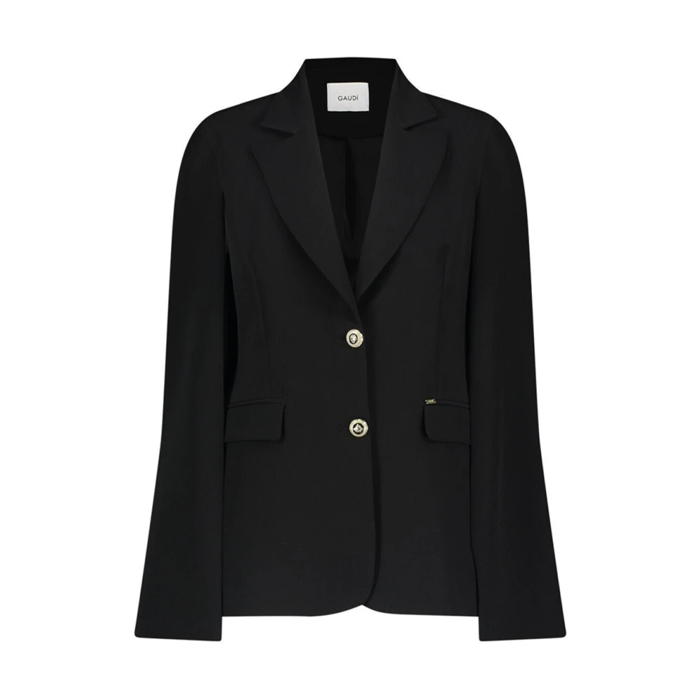 Gaudi Zwarte stretch blazer met reverskraag Black Dames