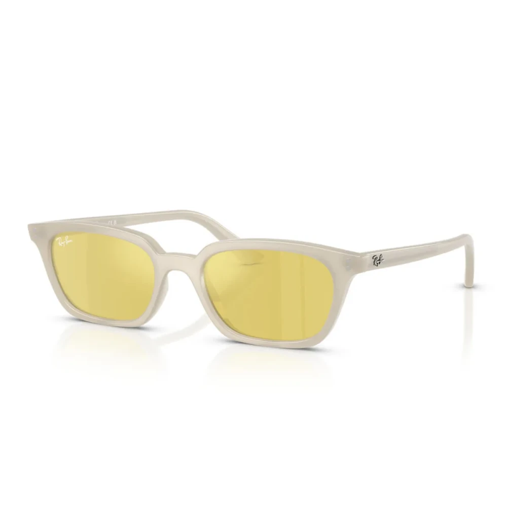 Ray-Ban Unisex White Stylish Sunglasses With Yellow Mirrored Lenses - Sunglasses - 53 Mm - Accessories