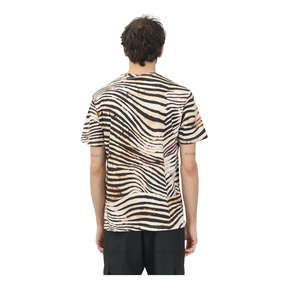 Just Cavalli Zebra Stripe Korte Mouw T-shirt Multicolor Heren