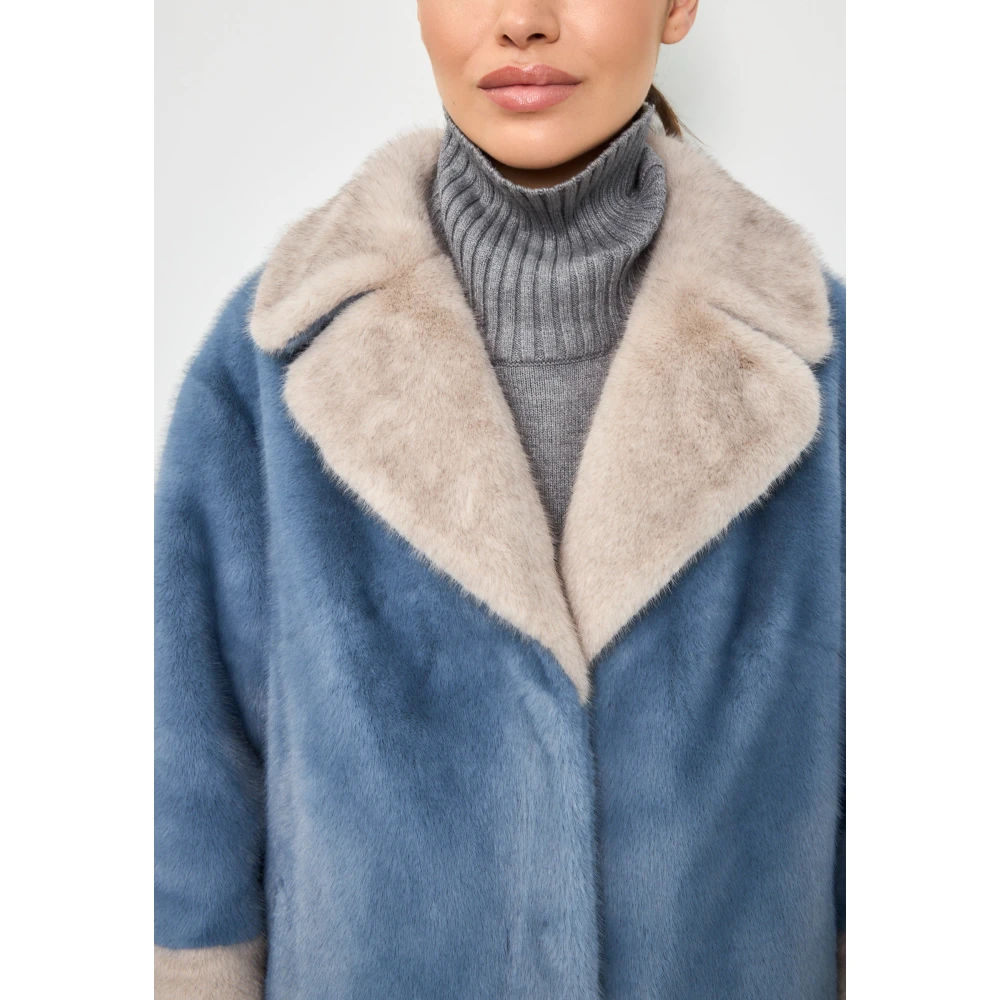 Cesare Gaspari Schitterende Kristal Nep Bontjas Blauw Blue Dames