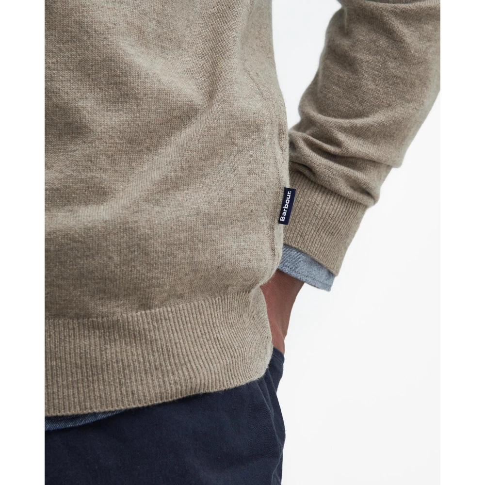 Barbour Tartan Elleboog Patch Crewneck Sweaters Beige Heren