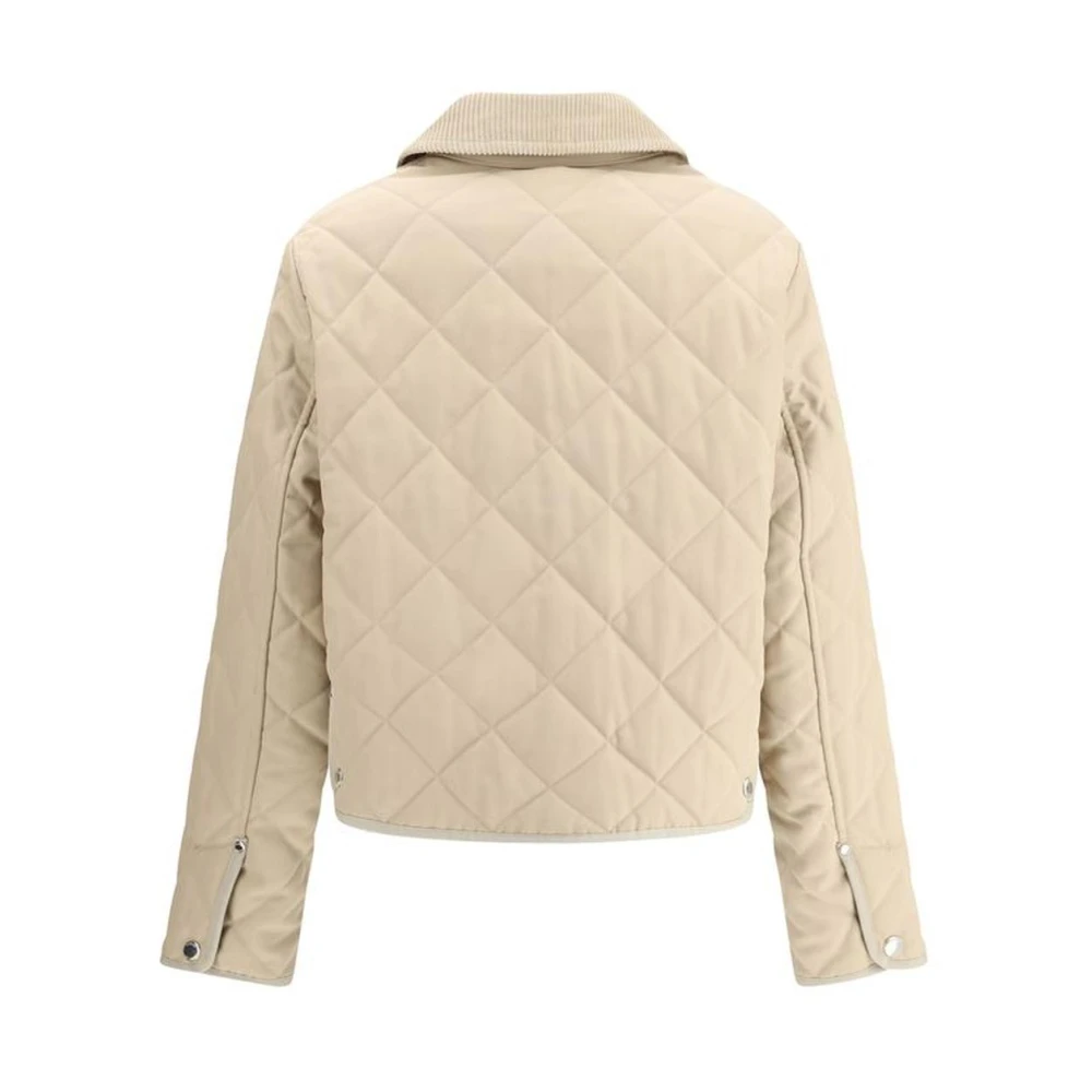 Burberry Gewatteerde katoenen jas met corduroy kraag Beige Dames